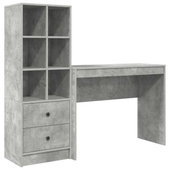 Schreibtisch mit Schubladen mit Regal 2 pcs Beton Grau