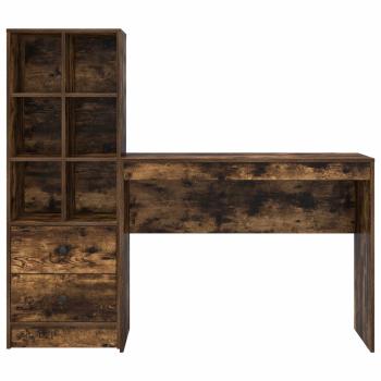 Schreibtisch mit Schubladen mit Regal 2 pcs Geräucherte Eiche