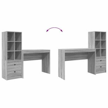 Schreibtisch mit Schubladen mit Regal 2 pcs Graues Sonoma