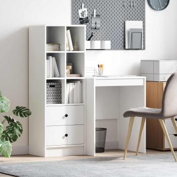ARDEBO.de - Schreibtisch mit Schubladen mit Regal mit Speicher 2 pcs Weiß