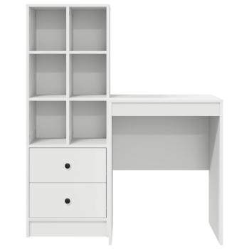 Schreibtisch mit Schubladen mit Regal mit Speicher 2 pcs Weiß