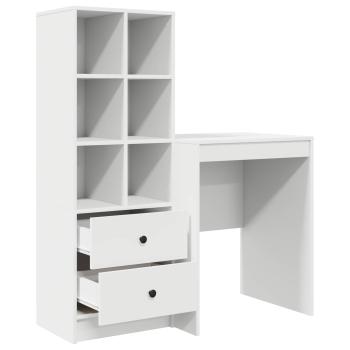 Schreibtisch mit Schubladen mit Regal mit Speicher 2 pcs Weiß
