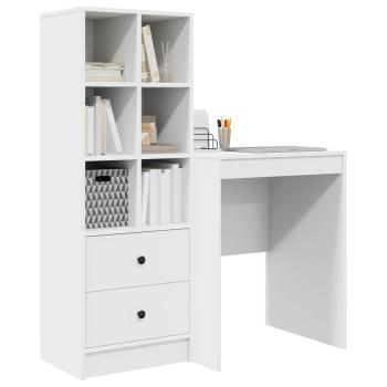 Schreibtisch mit Schubladen mit Regal mit Speicher 2 pcs Weiß