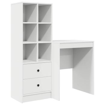 Schreibtisch mit Schubladen mit Regal mit Speicher 2 pcs Weiß