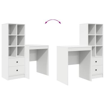 Schreibtisch mit Schubladen mit Regal mit Speicher 2 pcs Weiß