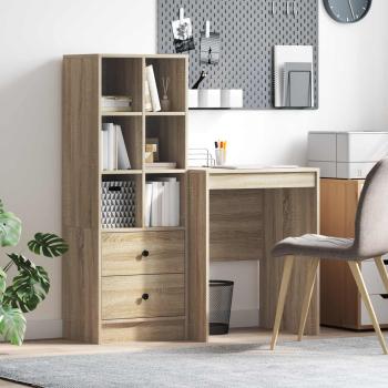 ARDEBO.de - Schreibtisch mit Schubladen mit Regal 2 pcs Sonoma-Eiche