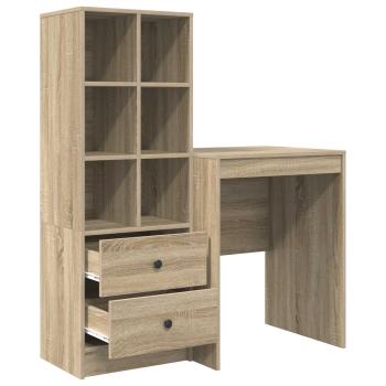Schreibtisch mit Schubladen mit Regal 2 pcs Sonoma-Eiche