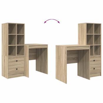 Schreibtisch mit Schubladen mit Regal 2 pcs Sonoma-Eiche