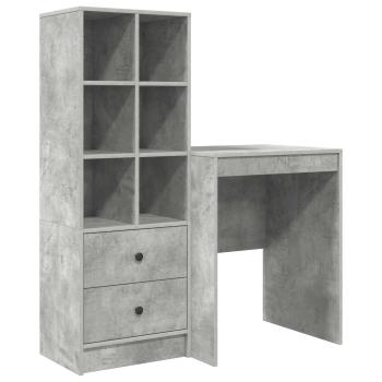 Schreibtisch mit Schubladen mit Regal 2 pcs Beton Grau
