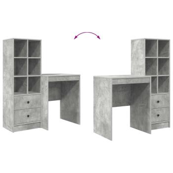 Schreibtisch mit Schubladen mit Regal 2 pcs Beton Grau