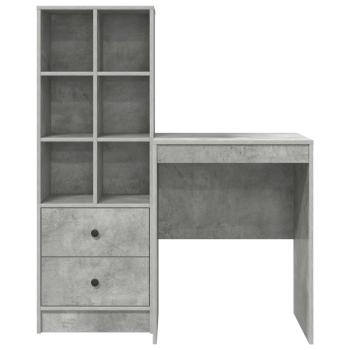 Schreibtisch mit Schubladen mit Regal 2 pcs Beton Grau
