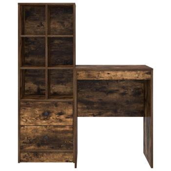 Schreibtisch mit Schubladen mit Regal 2 pcs Geräucherte Eiche