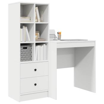 Schreibtisch mit Schubladen mit Regal mit Speicher 2 pcs Weiß