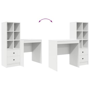 Schreibtisch mit Schubladen mit Regal mit Speicher 2 pcs Weiß