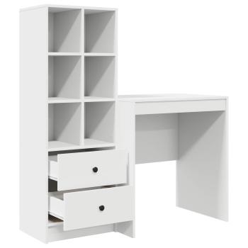 Schreibtisch mit Schubladen mit Regal mit Speicher 2 pcs Weiß