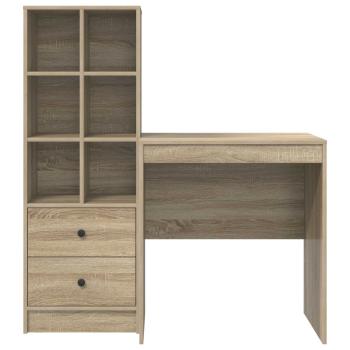 Schreibtisch mit Schubladen mit Regal 2 pcs Sonoma-Eiche