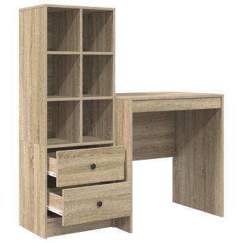 Schreibtisch mit Schubladen mit Regal 2 pcs Sonoma-Eiche