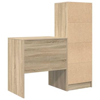 Schreibtisch mit Schubladen mit Regal 2 pcs Sonoma-Eiche