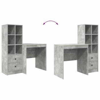 Schreibtisch mit Schubladen mit Regal 2 pcs Beton Grau