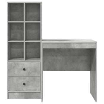 Schreibtisch mit Schubladen mit Regal 2 pcs Beton Grau