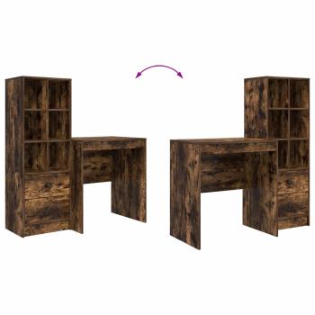 Schreibtisch mit Schubladen mit Regal 2 pcs Geräucherte Eiche