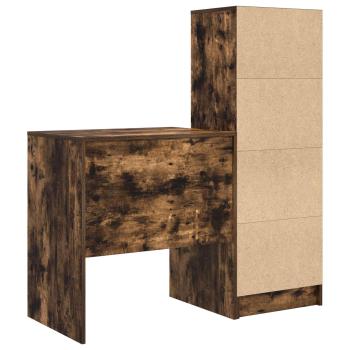 Schreibtisch mit Schubladen mit Regal 2 pcs Geräucherte Eiche