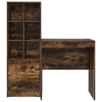 Schreibtisch mit Schubladen mit Regal 2 pcs Geräucherte Eiche