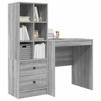 Schreibtisch mit Schubladen mit Regal 2 pcs Graues Sonoma