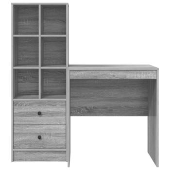Schreibtisch mit Schubladen mit Regal 2 pcs Graues Sonoma