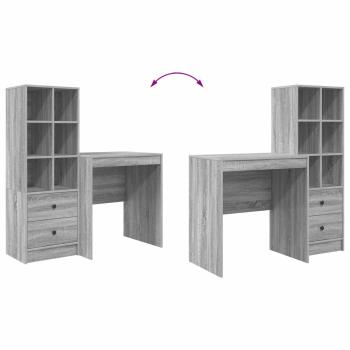 Schreibtisch mit Schubladen mit Regal 2 pcs Graues Sonoma