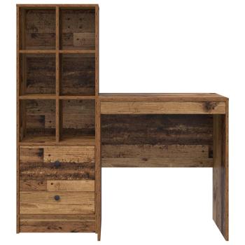 Schreibtisch mit Schubladen mit Regal 2 pcs Altholz