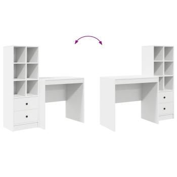 Schreibtisch mit Schubladen mit Regal mit Speicher 2 pcs Weiß