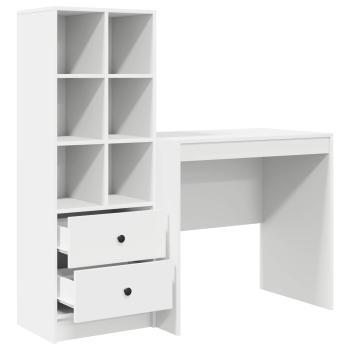 Schreibtisch mit Schubladen mit Regal mit Speicher 2 pcs Weiß