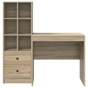 Schreibtisch mit Schubladen mit Regal 2 pcs Sonoma-Eiche