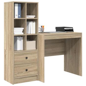 Schreibtisch mit Schubladen mit Regal 2 pcs Sonoma-Eiche