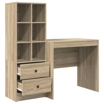 Schreibtisch mit Schubladen mit Regal 2 pcs Sonoma-Eiche