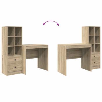 Schreibtisch mit Schubladen mit Regal 2 pcs Sonoma-Eiche