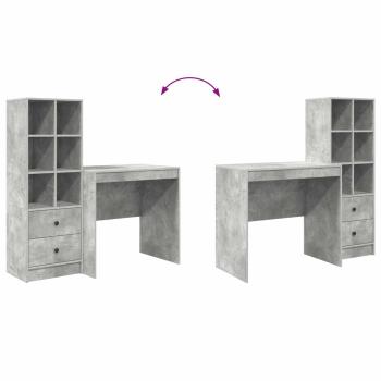 Schreibtisch mit Schubladen mit Regal 2 pcs Beton Grau