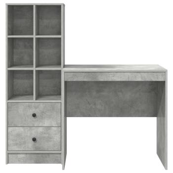 Schreibtisch mit Schubladen mit Regal 2 pcs Beton Grau