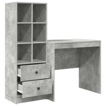 Schreibtisch mit Schubladen mit Regal 2 pcs Beton Grau