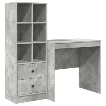 Schreibtisch mit Schubladen mit Regal 2 pcs Beton Grau
