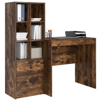 Schreibtisch mit Schubladen mit Regal 2 pcs Geräucherte Eiche