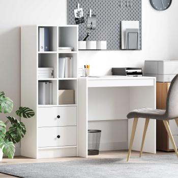 ARDEBO.de - Schreibtisch mit Schubladen mit Regal mit Speicher 2 pcs Weiß