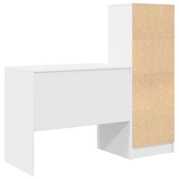 Schreibtisch mit Schubladen mit Regal mit Speicher 2 pcs Weiß