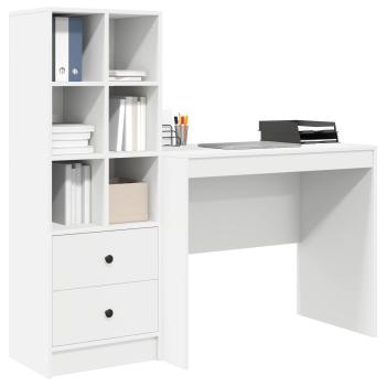 Schreibtisch mit Schubladen mit Regal mit Speicher 2 pcs Weiß