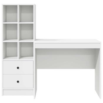 Schreibtisch mit Schubladen mit Regal mit Speicher 2 pcs Weiß