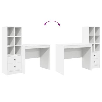 Schreibtisch mit Schubladen mit Regal mit Speicher 2 pcs Weiß