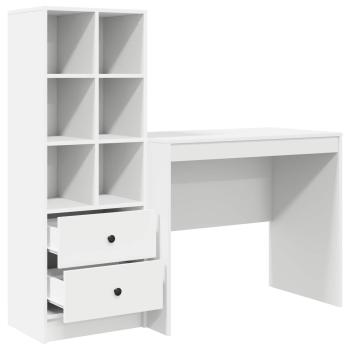 Schreibtisch mit Schubladen mit Regal mit Speicher 2 pcs Weiß