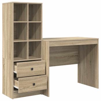 Schreibtisch mit Schubladen mit Regal 2 pcs Sonoma-Eiche