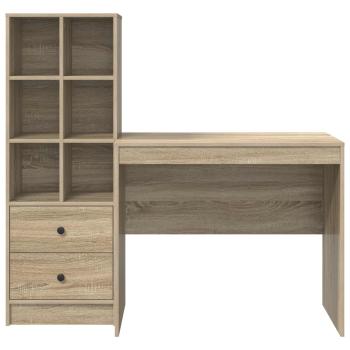 Schreibtisch mit Schubladen mit Regal 2 pcs Sonoma-Eiche